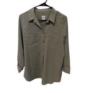 CHICO'S WOMEN SIZE  8/10 OLIVE GREEN SHIRT